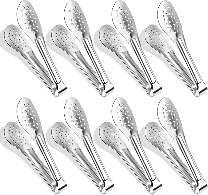 8PCS 9-Inch Serving Tongs,XEVOM Kitchen Tongs,Buffet Tongs,Stainless Steel