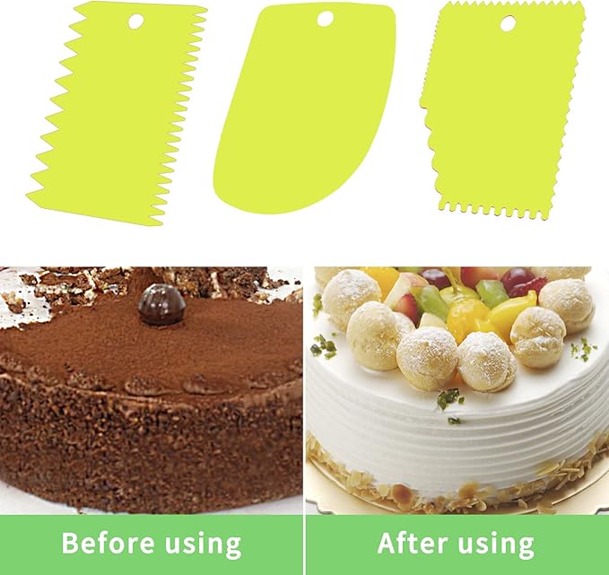 CEWIFO Cake Scraper, 6 Pcs Cake Smoother Scraper, Dough Scraper Green