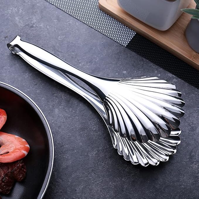 Enwinner Buffet Cooking Serving Tongs, 12 inch Kirsite Catering Chef Food Salad BBQ Serving Utensils, Set of 2(stainless steel) (Stainless Steel)
