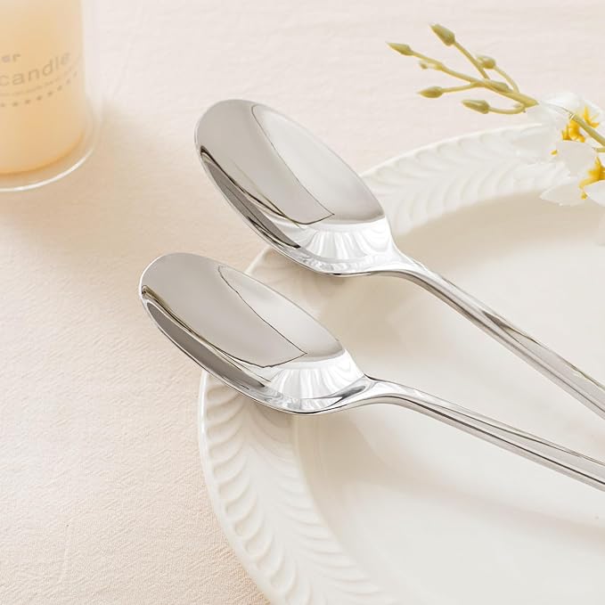 KINGSTONE 12 Piece Dinner Spoons Set, Stainless Steel Spoons