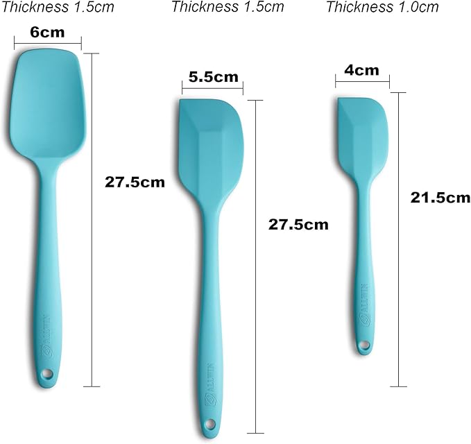 3-Piece Silicone Spatula Set, 600°F Heat Resistant, Light Blue