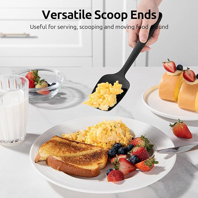 U-Taste Silicone Spatula Set, 600ºF High Heat Resistant, 3-Pcs, Black