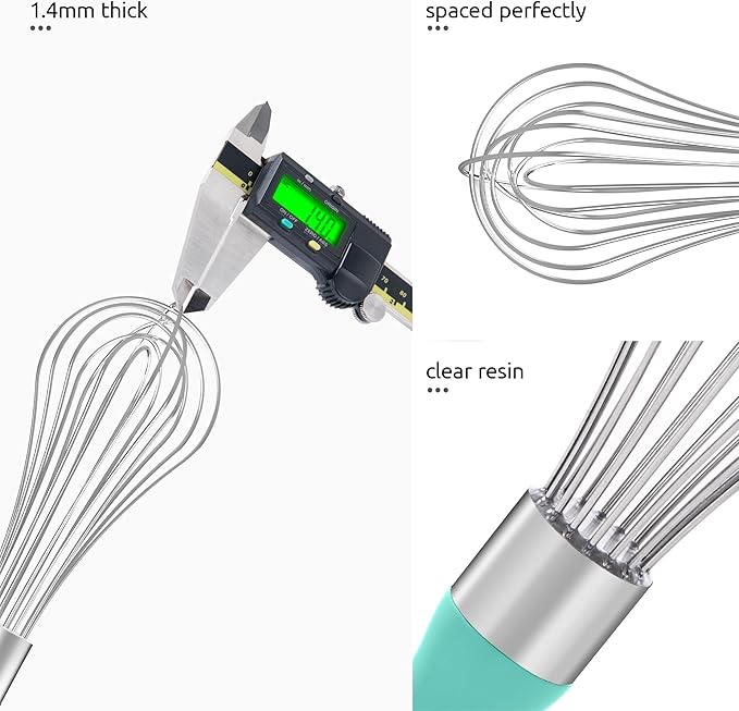 U-Taste Wire Whisk for Cooking, 18/10 Stainless Steel Wisk, M/Aqua Sky