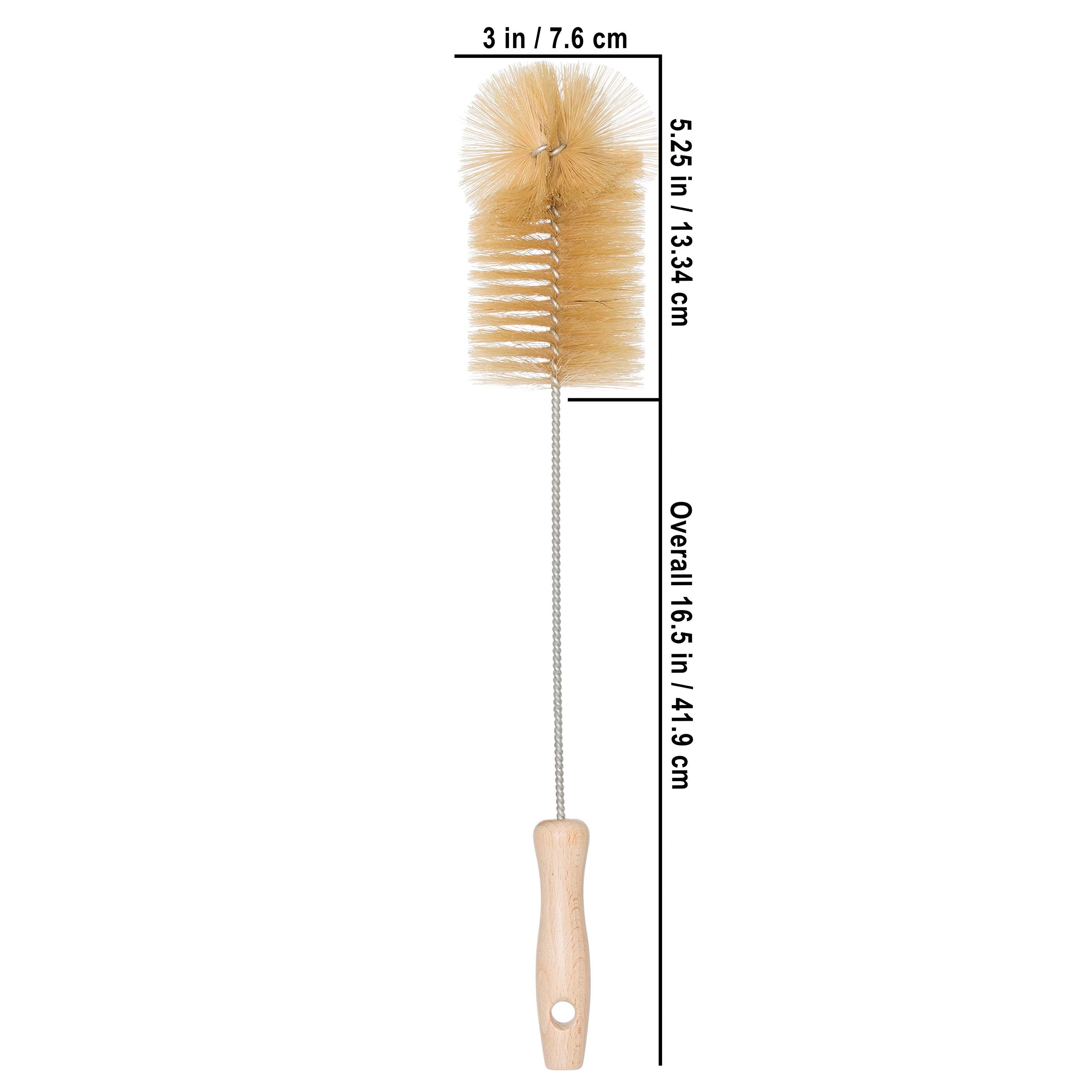 Redecker Natural Pig Bristle Soda Bottle Brush, 15-Inches, Flexible Wire Handle, Made in Germany