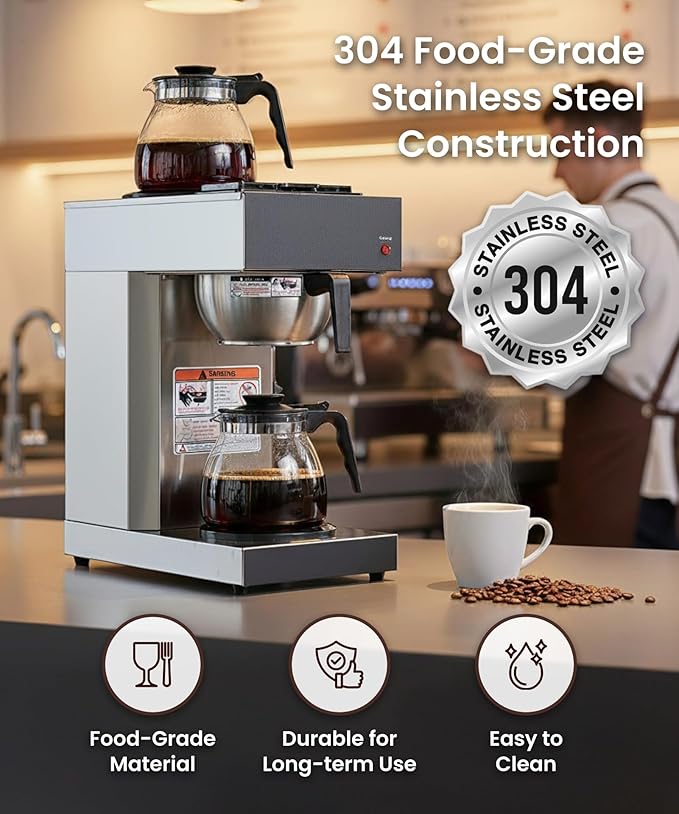 SYBO 12-Cup Commercial Pour Over Coffee Maker with 2 Warmers