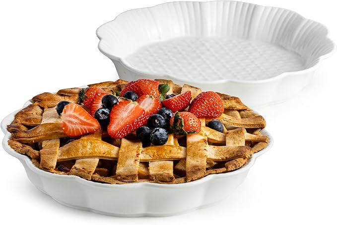 Cormomu Pie Pan for Baking, 9 Inch Ceramic Pie Dish Non-Stick
