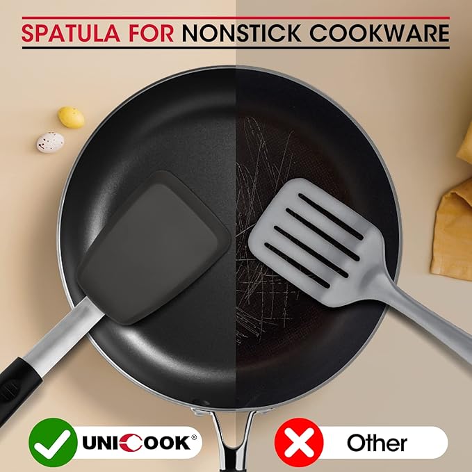 Unicook Flexible Silicone Spatula, Food Grade Kitchen Turner, Medium