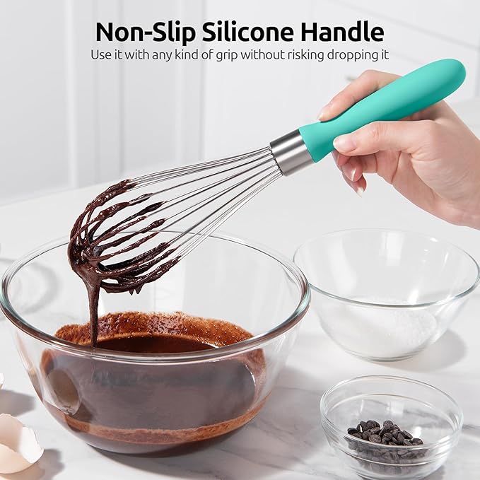 U-Taste Wire Whisk for Cooking, 18/10 Stainless Steel Wisk, M/Aqua Sky