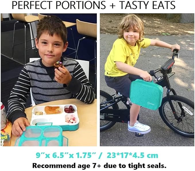 kinsho Bento Lunch Box, Ice Pack Insulated Bag for Kids, Boys, Girls, Teal