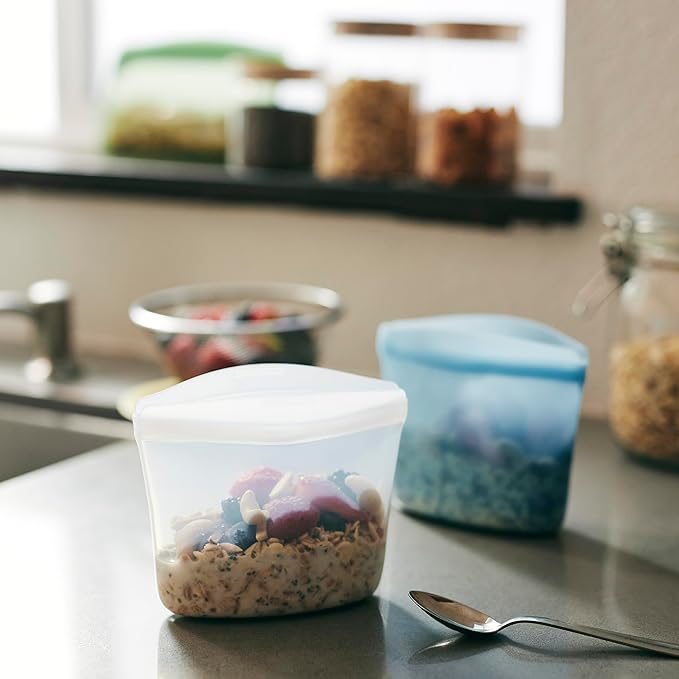 Stasher Premium Reusable Silicone Food Storage Bowl, Deep Ocean, 1-Cup