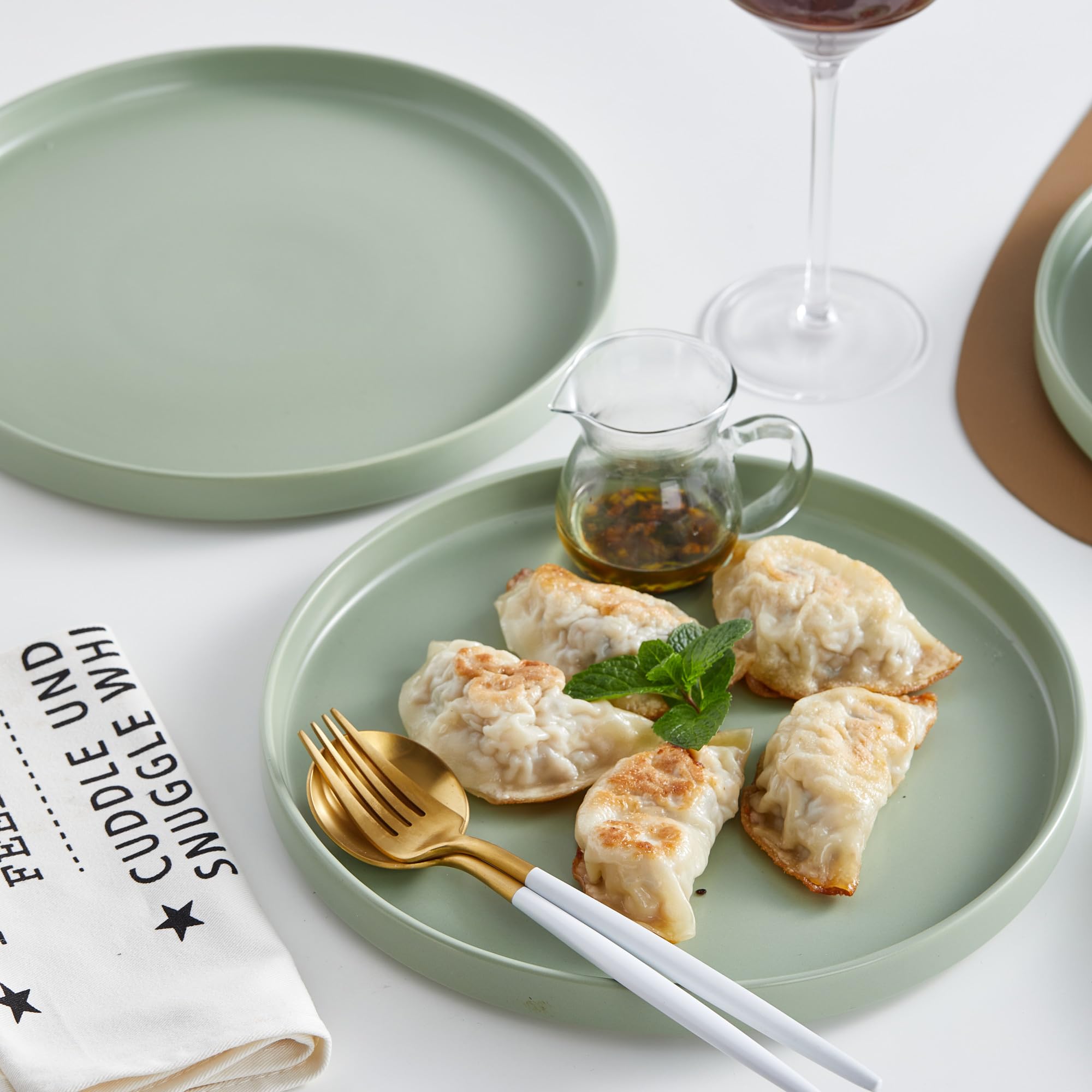Stone Lain Stella Dinner Plate 6-Piece Set, Round, Porcelain, Honeydew