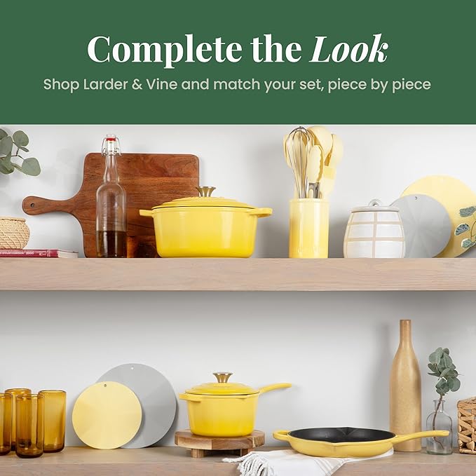 Larder & Vine 8-Piece Stackable Bakeware Set, Ceramic-Coated Nonstick Baking Pan Set, Non-Toxic, with Baking Sheets, Muffin Pan, Loaf Pan & Cake Pans, Limoncello