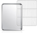 12.5” Baking Sheet Pan with Rack, Joyfair Stainless Steel Toaster Oven Tray