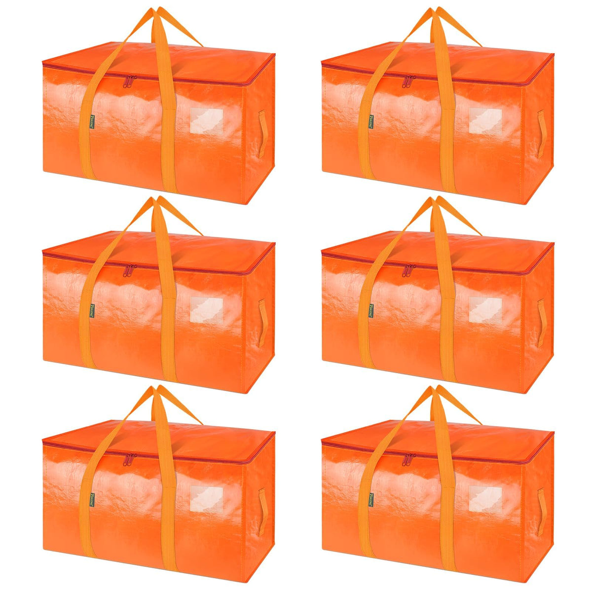 BALEINE 4-Pack Oversized Moving Bags with Reinforced Handles, Heavy-Duty Storage Tote Moving Supplies for Packaging, Camping (Blue w/Window, 4-Pack)
