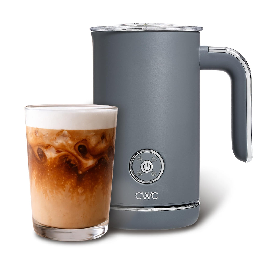 COOK WITH COLOR 4-in-1 Electric Milk Steamer and Frother - 2-Minute Heating and Frothing, Hot and Cold Foam Maker for Coffee, Latte, Cappuccino, Macchiato, Milk Warmer, Auto Shut Off, Grey