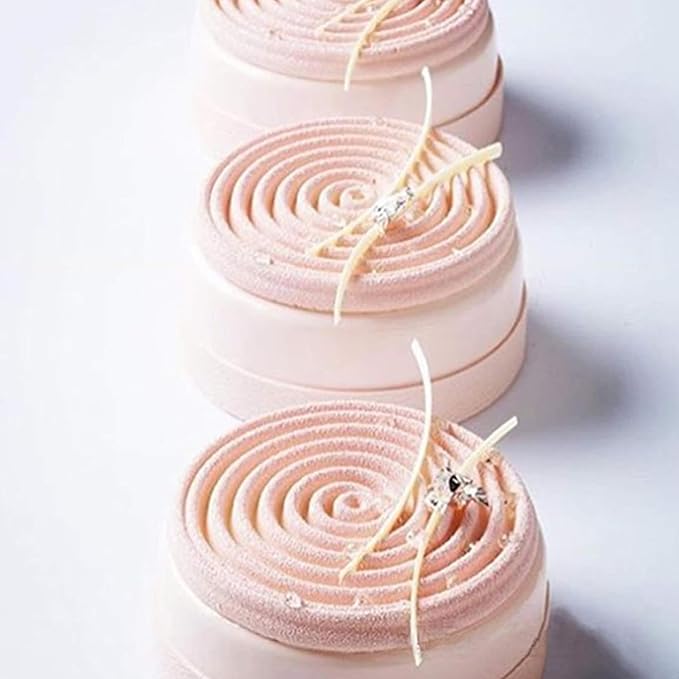 OCPO Kitchen Round Spiral Silicone Mold for Baking Mousse Cake, 6 Cavities