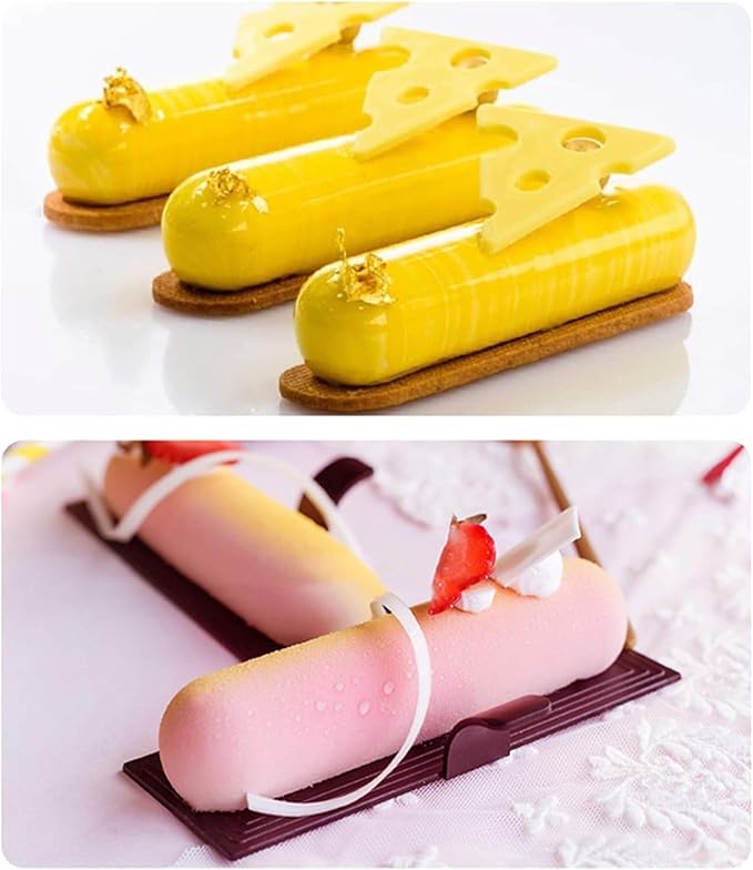 OCPO Kitchen Oval Rectangle Silicone Mousse Cake Mold, 6 Cavities