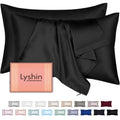 Silk Pillow Cases 2 Pack King Size with Hidden Zipper, Mulberry Silk Pillowcase for Hair and Skin, Smooth and Soft Breathable Cooling Silk Satin Pillowcase Set of 2, Gifts for Women，Black