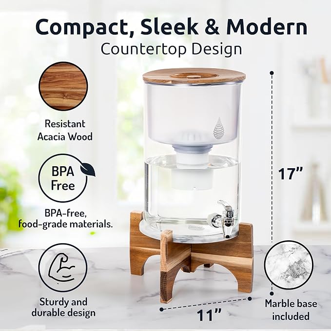 Invigorated Water pH Recharge Glass Alkaline Water Filter Dispenser System