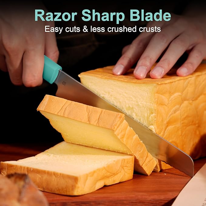 Butterfork 7.5" Serrated Bread Knife for Homemade Bread, Razor Sharp AR-RPM9 Steel & Innovative Wavy Edge, Professional Serrated Knife for Sourdough Bread Cake, Gift for Baker Home Chefs