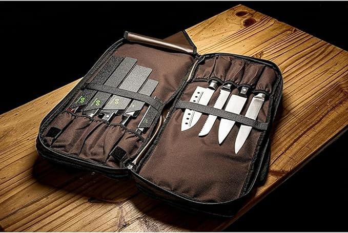 EVERPRIDE Chef Knife Bag Holds 20 Knives PLUS Large Zippered Compartment for Kitchen Tools – Durable, Large Knife Bag for Chefs – Professional Grade and makes a great gift!
