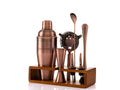 Mint & Mortar Cocktail Shaker Set – 7-Piece Stainless Steel Bartender Kit with Premium Bamboo Stand for Home Bartending - All-in-One Mixology Set for Beginners & Pros (Brushed Copper)
