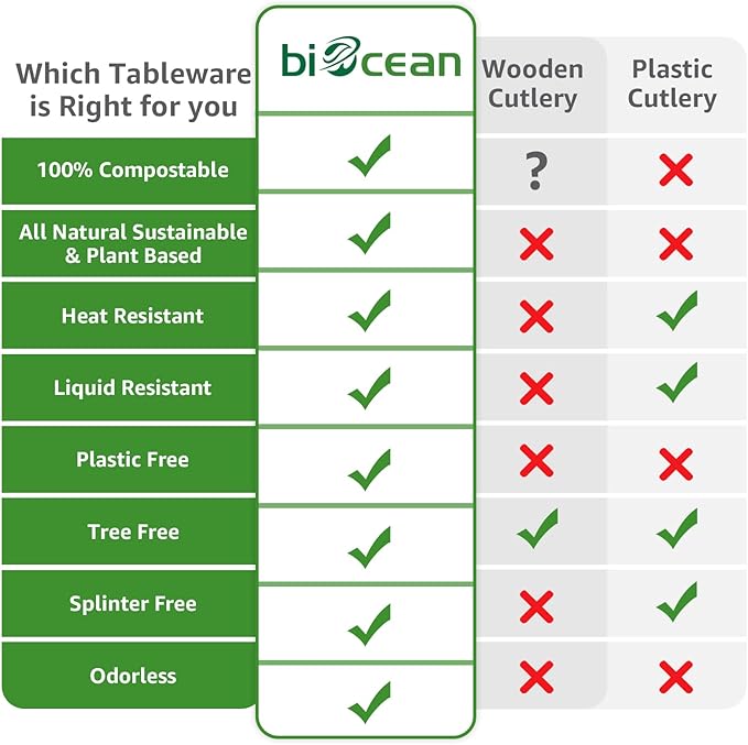 Biocean 100% Plastic Spoons 60 Count Disposable Soup Spoons Heavy Duty Utensils Disposable Silverware Eco Friendly Flatware for Party Camping Picnics Wedding-Ivory White
