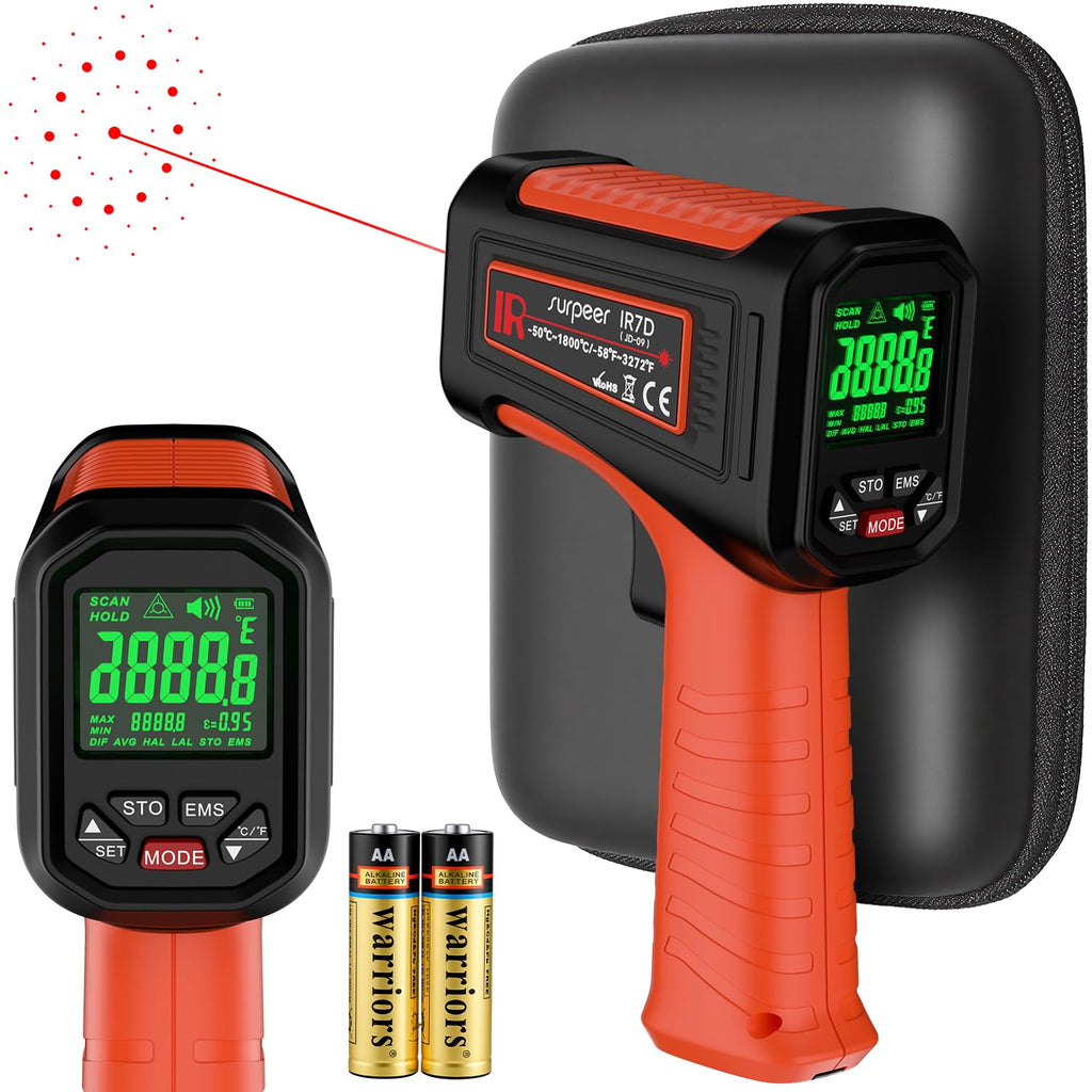 Surpeer Infrared Thermometer Temperature Gun, 3272°F, 50:1