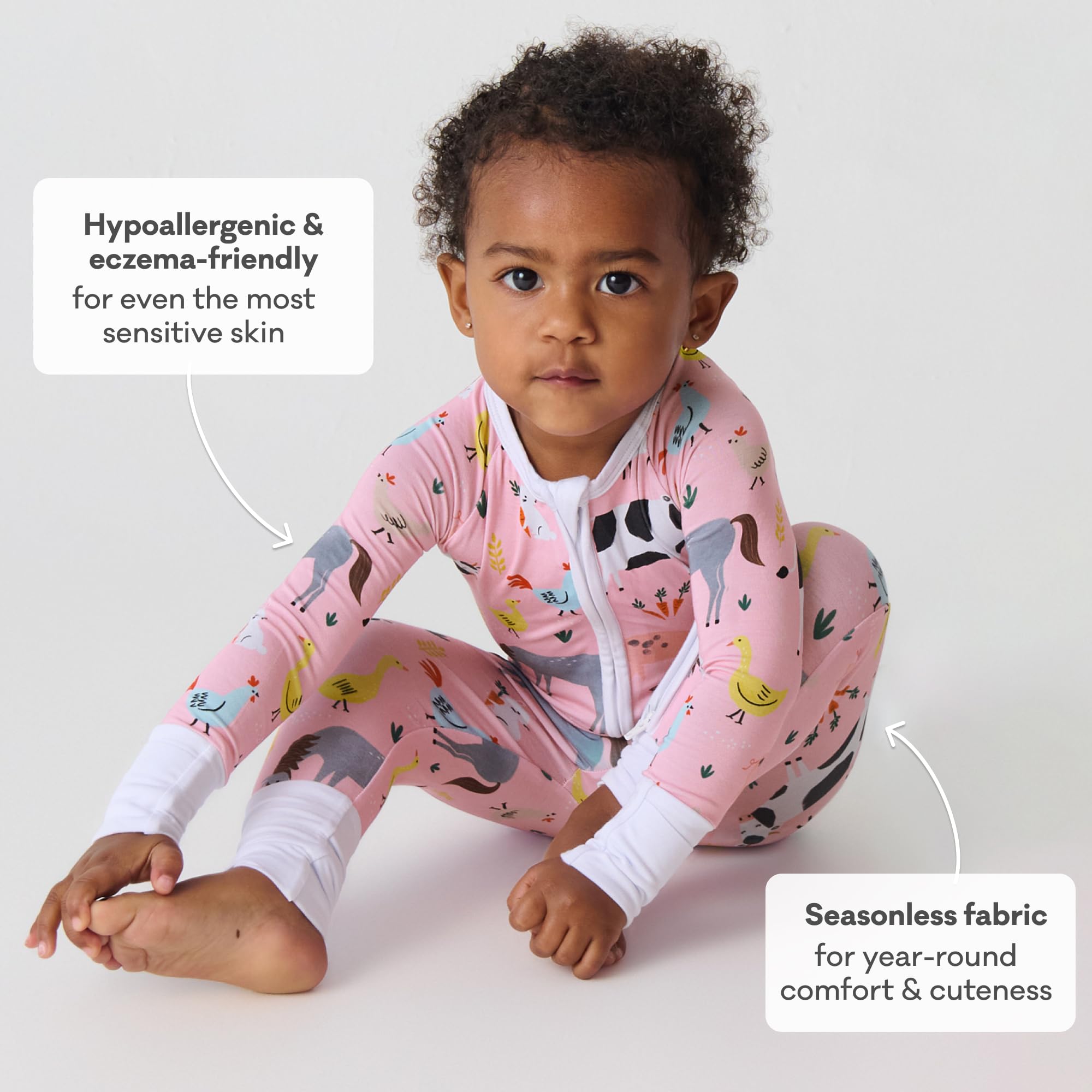 Little Sleepies Baby Pajamas, Pink Farm Animals, 18-24M