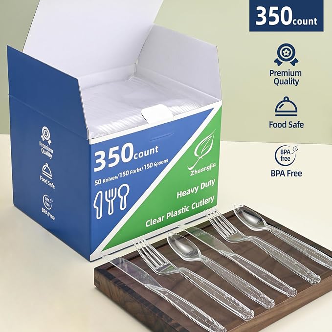 350 Count Clear Plastic forks, Extra Heavy Duty Plastic Forks