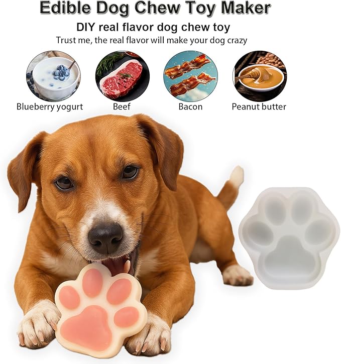 SIUPER 4IN Big Paw Molds 2 Pack for DIY Dog Cat Treat, Taba Squishy, Pets Birthday Cake Baking. Food Safe Silicone for Oven. Large Ice Cube Molds for Pet Chew, Cooling. Fun Gifts for Dog Lover