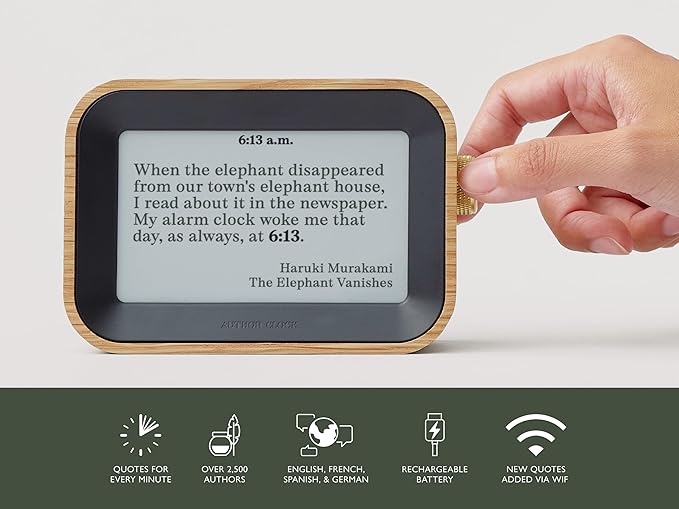 Author Clock – Literary Clock that Tells Time Using Book Quotes | Unique Gift for Book Lovers | New Quote Every Minute | Small | Vol 1