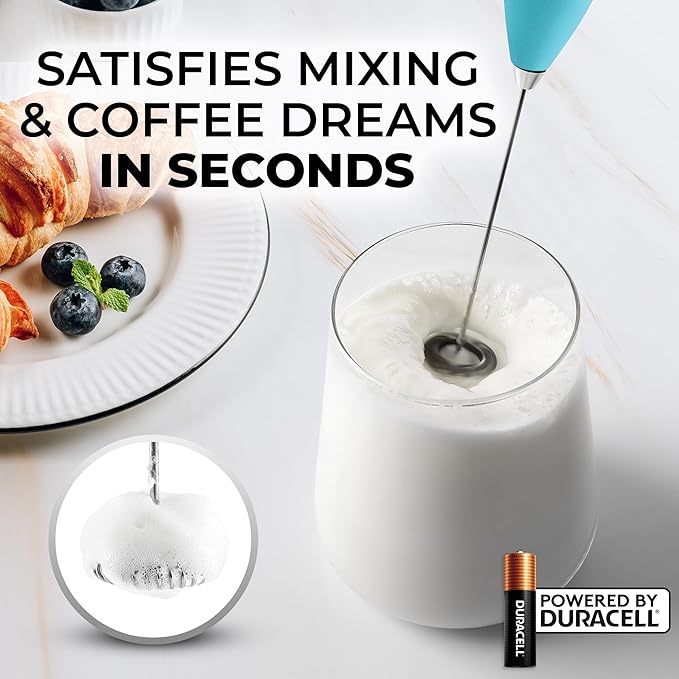 Zulay Powerful Milk Frother for Coffee with Upgraded Titanium Motor - Handheld Electric Whisk, Milk Foamer, Mini Mixer & Coffee Blender for Frappe, Latte, Matcha, No Stand - Royal Sunrise