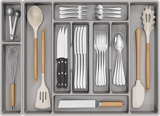Lifewit Silverware Organizer, Plastic Kitchen Utensil Drawer Tray