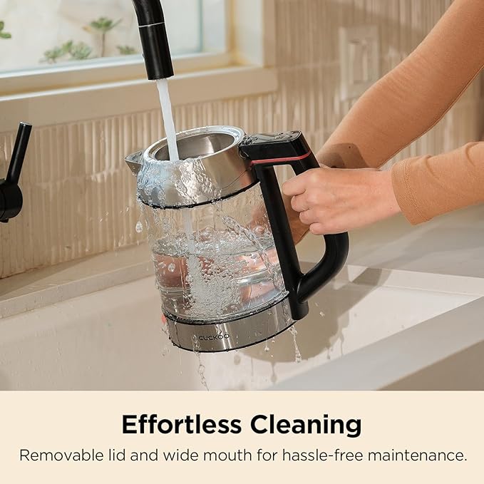 CUCKOO 1.7L Glass Electric Kettle with Tea Infuser, CK-G170BS
