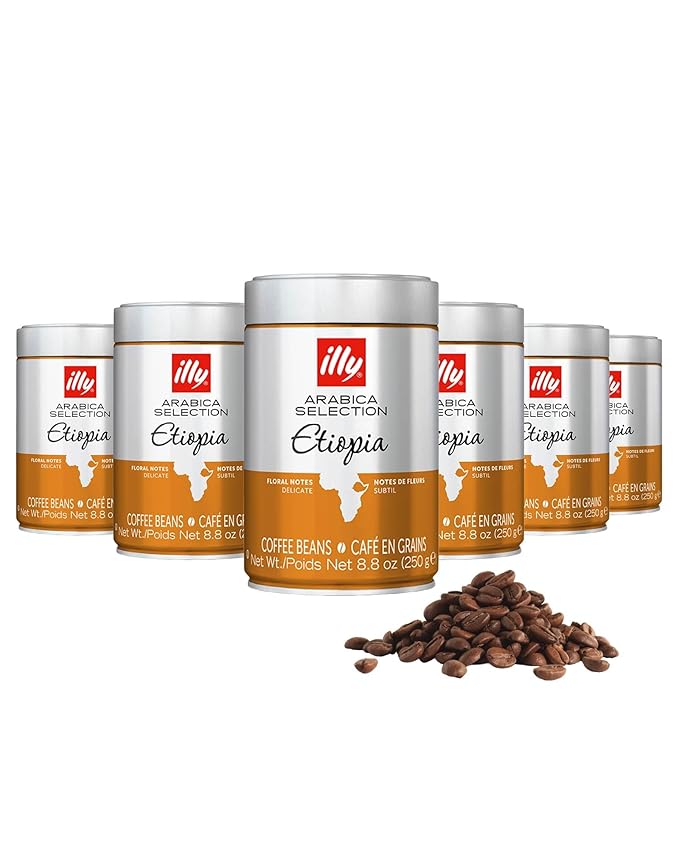 illy Whole Bean Coffee, Etiopa Single Origin Medium Roast, 8.8oz, 6 Pack