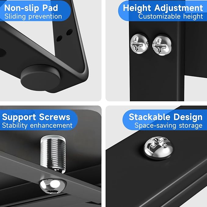 KIKIBRO Expandable Cabinet Shelf Organizer, Stackable Kitchen Pantry Counter Storage, Adjustable Closet Cupboard Stand Rack Risers Spice Organization 80LBS Heavy Duty Black Small 1 Pack