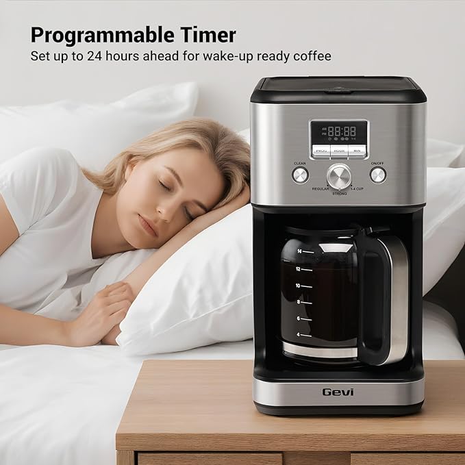 Gevi 14-Cup Drip Coffee Maker, Programmable Timer, 2H Warm, Strong Brew
