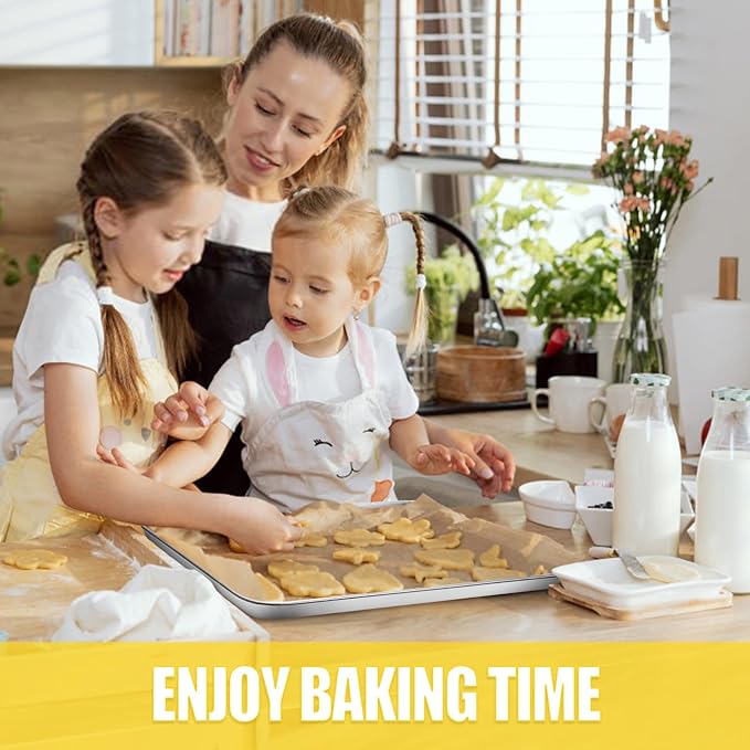 Terlulu Baking Sheet, Cookie Sheet, Stainless Steel Baking Pan, 2 Piece-19.6''x 13.8'' x 1.2'', Large Sheet Pan for Oven, Baking Tray for Baking&Roasting, Nonstick&Nontoxic&Easy Clean