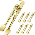 HINMAY 6PCS Mini Serving Tongs 5" Small Rose Appetizer Tongs (Gold)