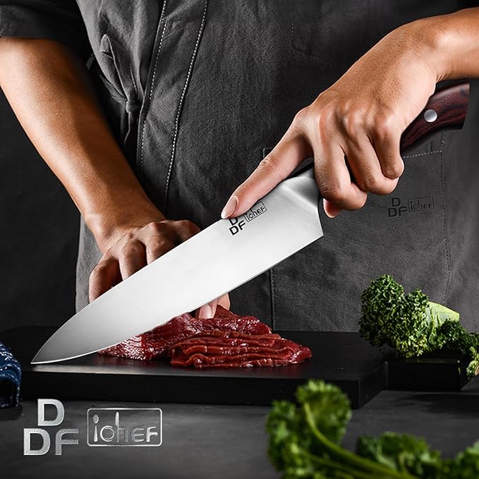 Chef Knife 8 Inch, High-Carbon Stainless Steel, Ergonomic Pakkawood Handle