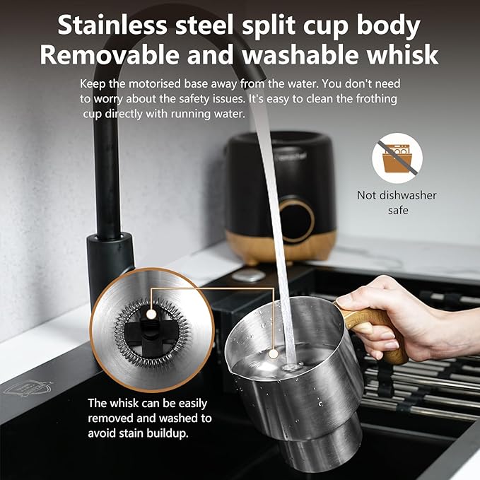 AMZCHEF 21 oz 8-in-1 Milk Frother, 550W Split Stainless Steel Automatic Steamer, Milk Warmer for Latte, Cappuccino, Hot Chocolate, Hot/Cold Froth, Heated Milk & Baby Food, Matte Black