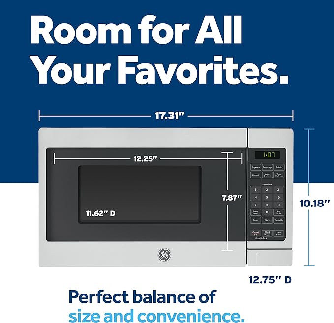 GE Countertop Microwave Oven, 700 Watt, 0.7 Cu. Ft., Black, GCST07N1WBB