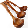 NAYAHOSE Wooden Ladle 3Size, Wooden Spoons for Cooking, Wooden Ladle for Soup, Natural Teak, Non-Stick Wooden Spoon, Wood Cooking Spoons, Kitchen Utensils set