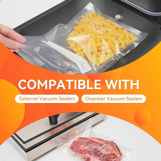 Wevac Vacuum Sealer Bags,150Pcs Gallon 11"x16", Quart 8"x12", Pint 6"x10"