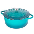 Cast Iron Dutch Oven with Lid-Non-Stick Ovenproof Enamelled Casserole Pot - Sturdy Dutch Oven Cookware-Teal, 7.3- Quart, 30cm- by Nuovva