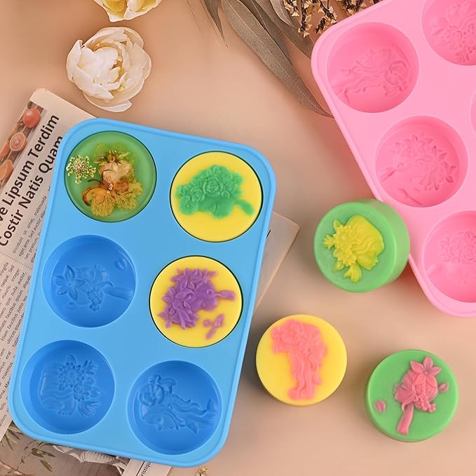 Moukiween Round Silicone Soap Molds, 2PCS Girls Cylinder Silicone Molds