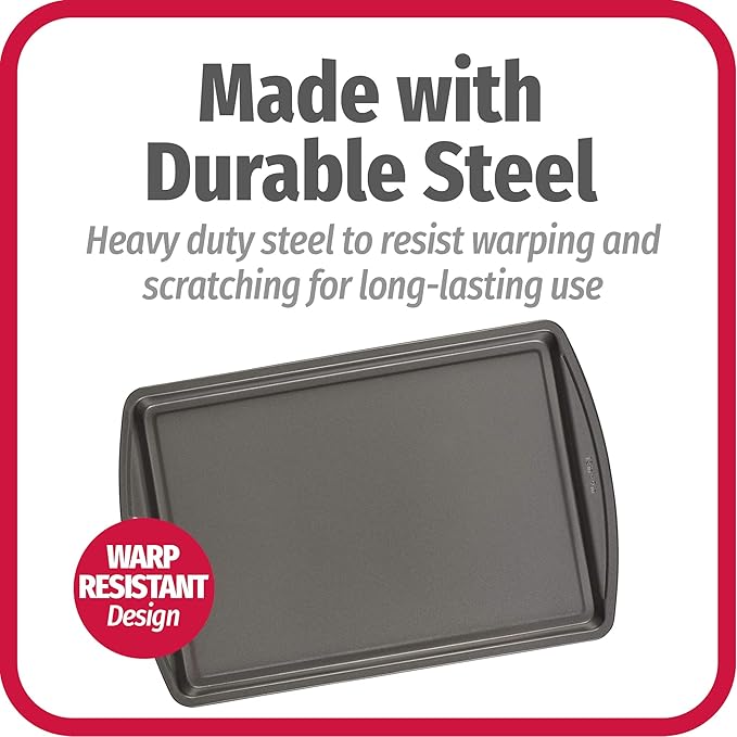 GoodCook Everyday Baking Sheet Set Nonstick Carbon Steel Standard-Sized Cookie Sheets for Even Baking, Bakeware Set Includes 3 Pans with Scratch-Resistant Finish, 13x9-Inch, Gray