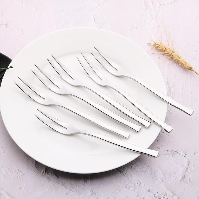 Eagrye Tasting Cocktail Forks, 12-Piece Stainless Steel Fruit Forks, F