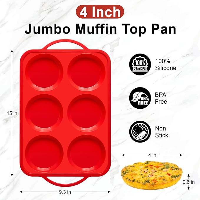 Puyeipt 4 Inch Jumbo Muffin Top Pans with Metal Frame, 2 Pack, 12 Cups